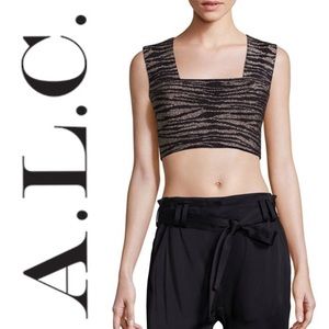 A.L.C Metallic Tiger Cropped Top